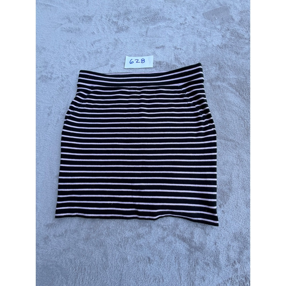 XXI Striped Mini Skirt Womens L Black Pink Knit Pockets